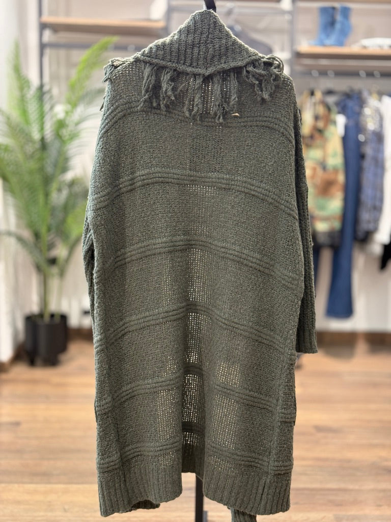 Cardigan maxi con frange