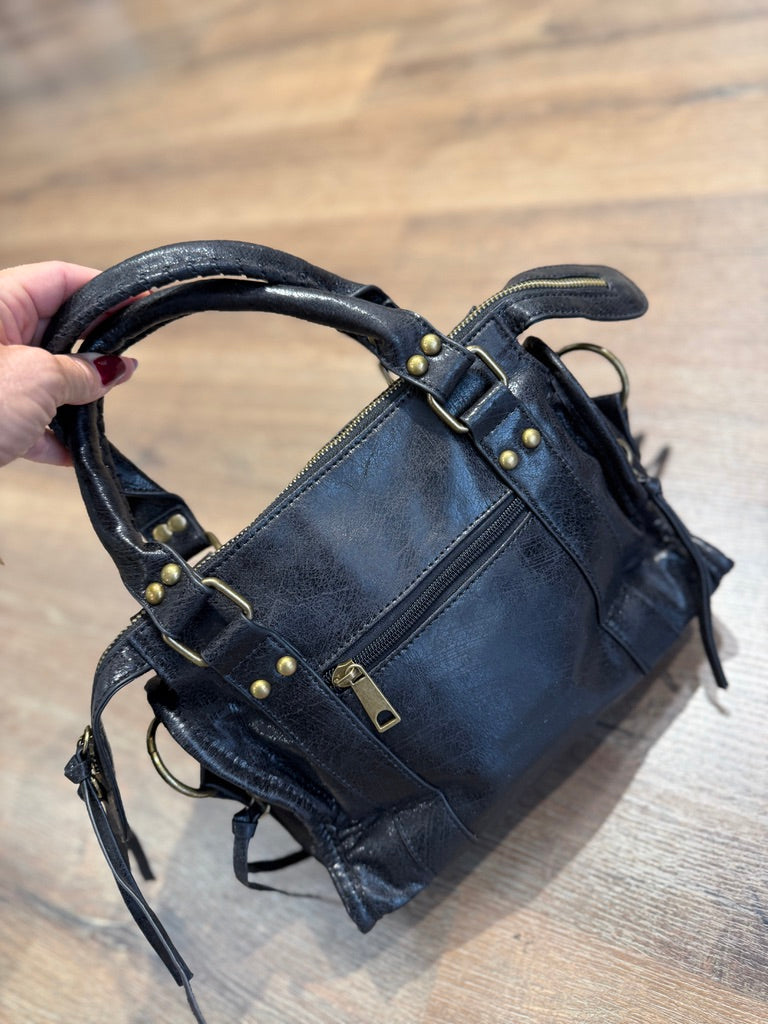Borsa in ecopelle con rivetti versione media