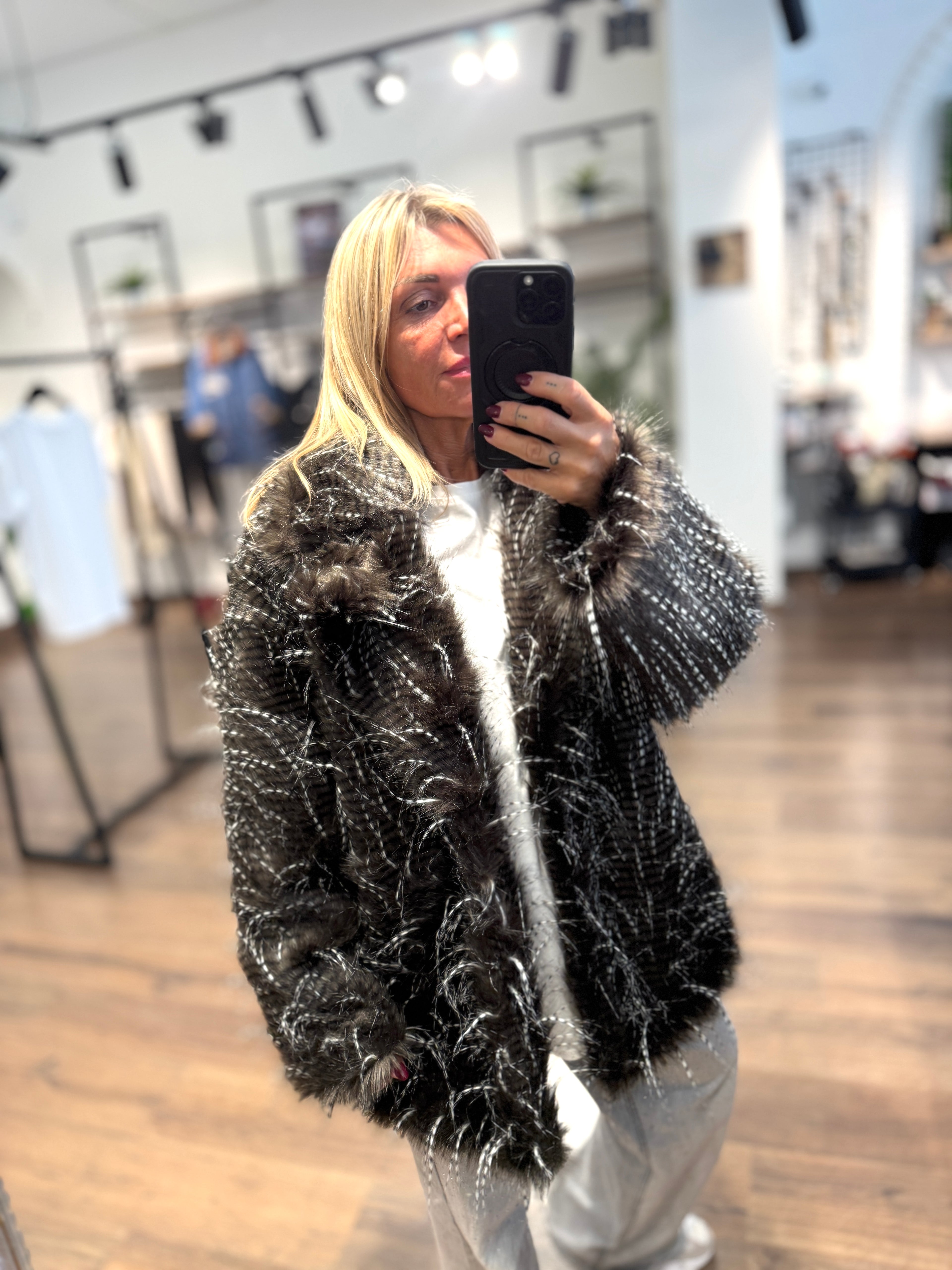 Giacca in ecopelo sfumato