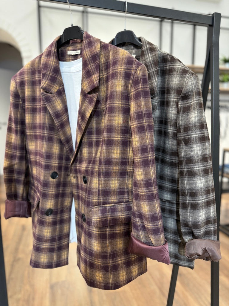 Giacca a quadri con fodera interna