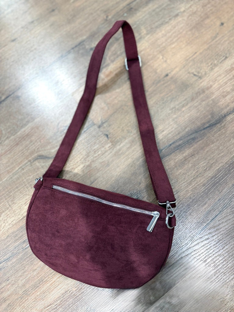 Marsupio in tessuto effetto scamosciato con zip