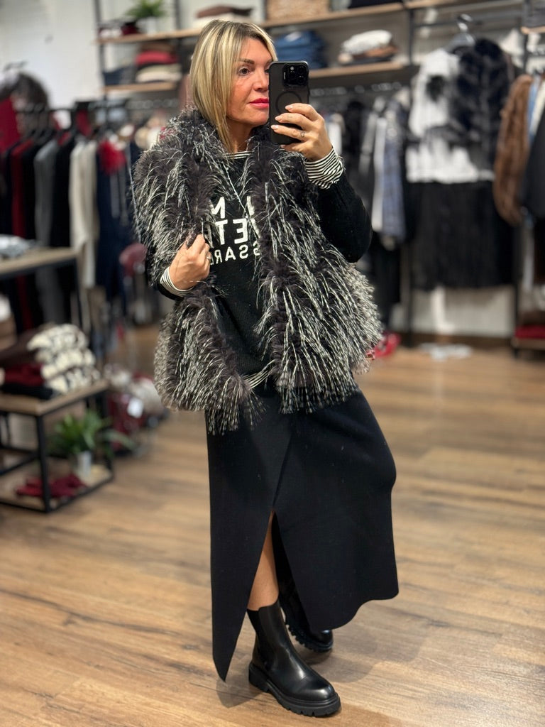 Gilet pelo lungo sfumato