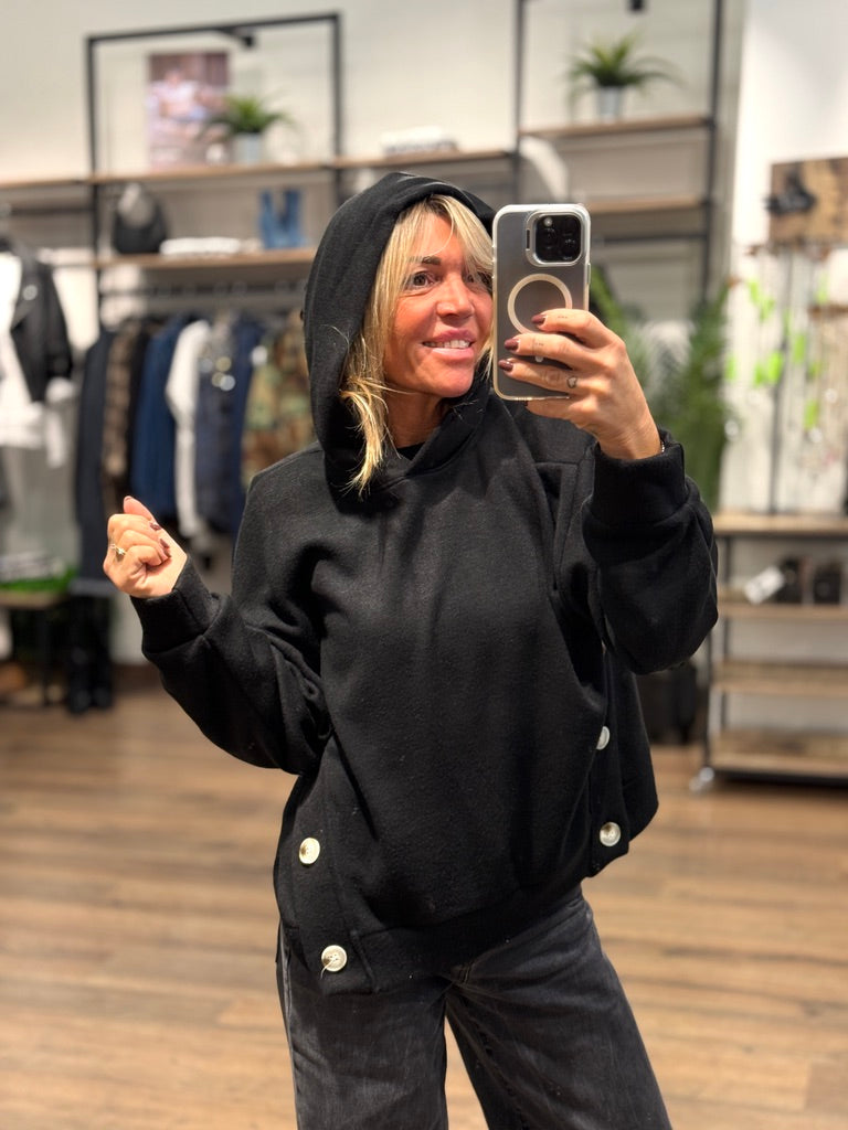 Maglia con cappuccio con bottoni