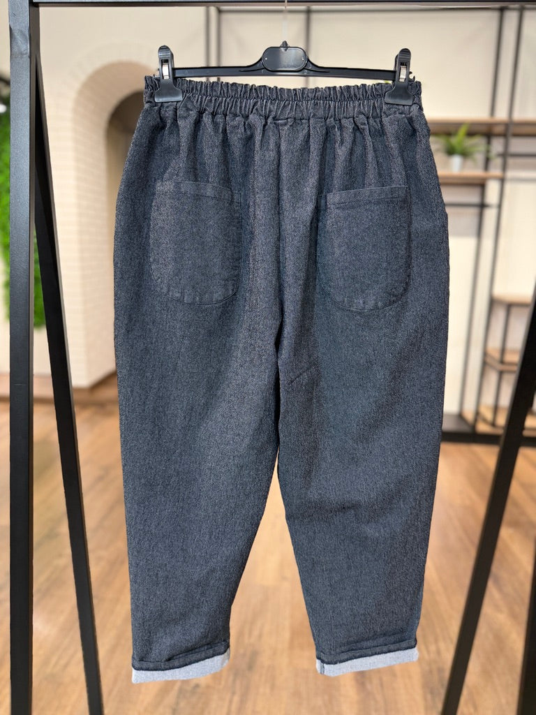 Pantalone morbido in tessuto effetto denim