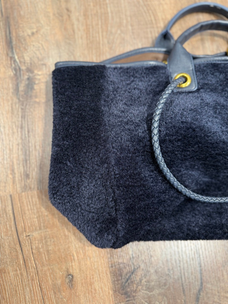 Maxi borsa in tessuto effetto pelliccia