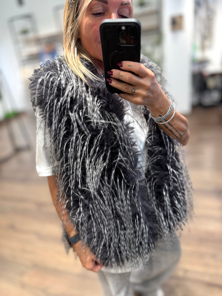 Gilet pelo lungo sfumato