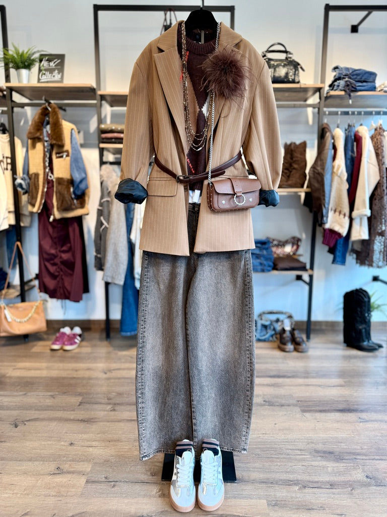 Giacca over gessata con tintura