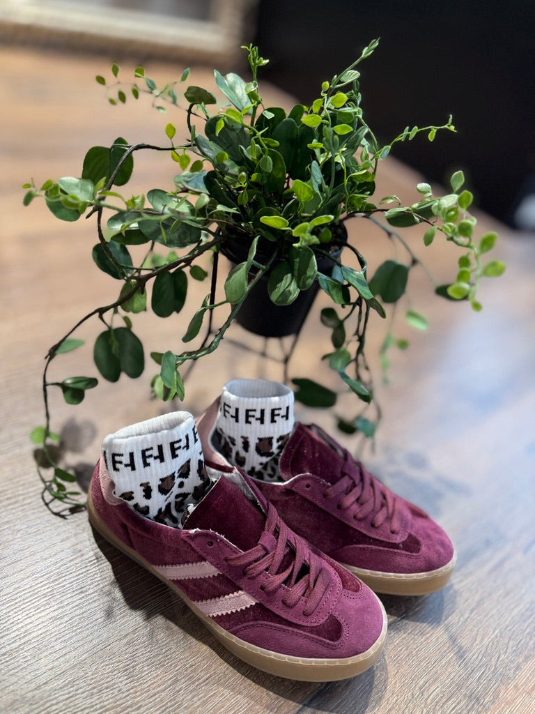 Sneakers in tessuto con inserti in pelle