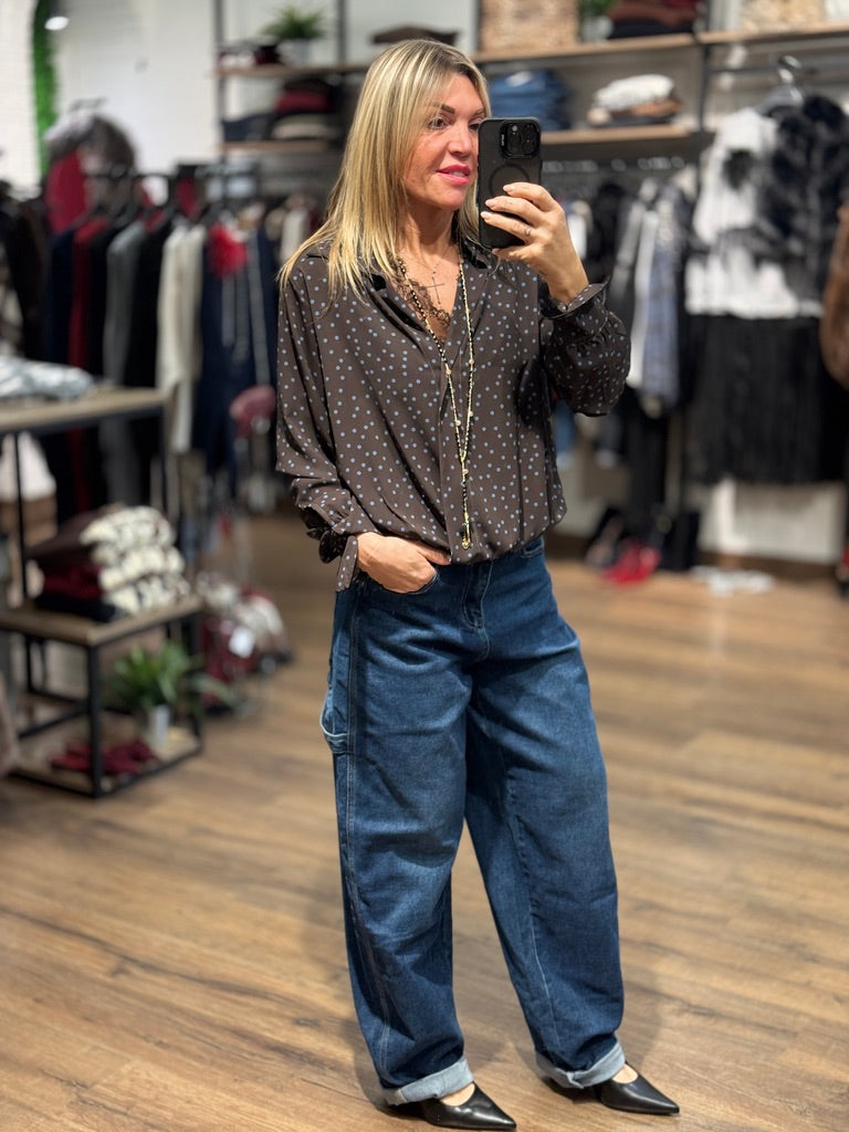 Camicia a pois senza bottoni