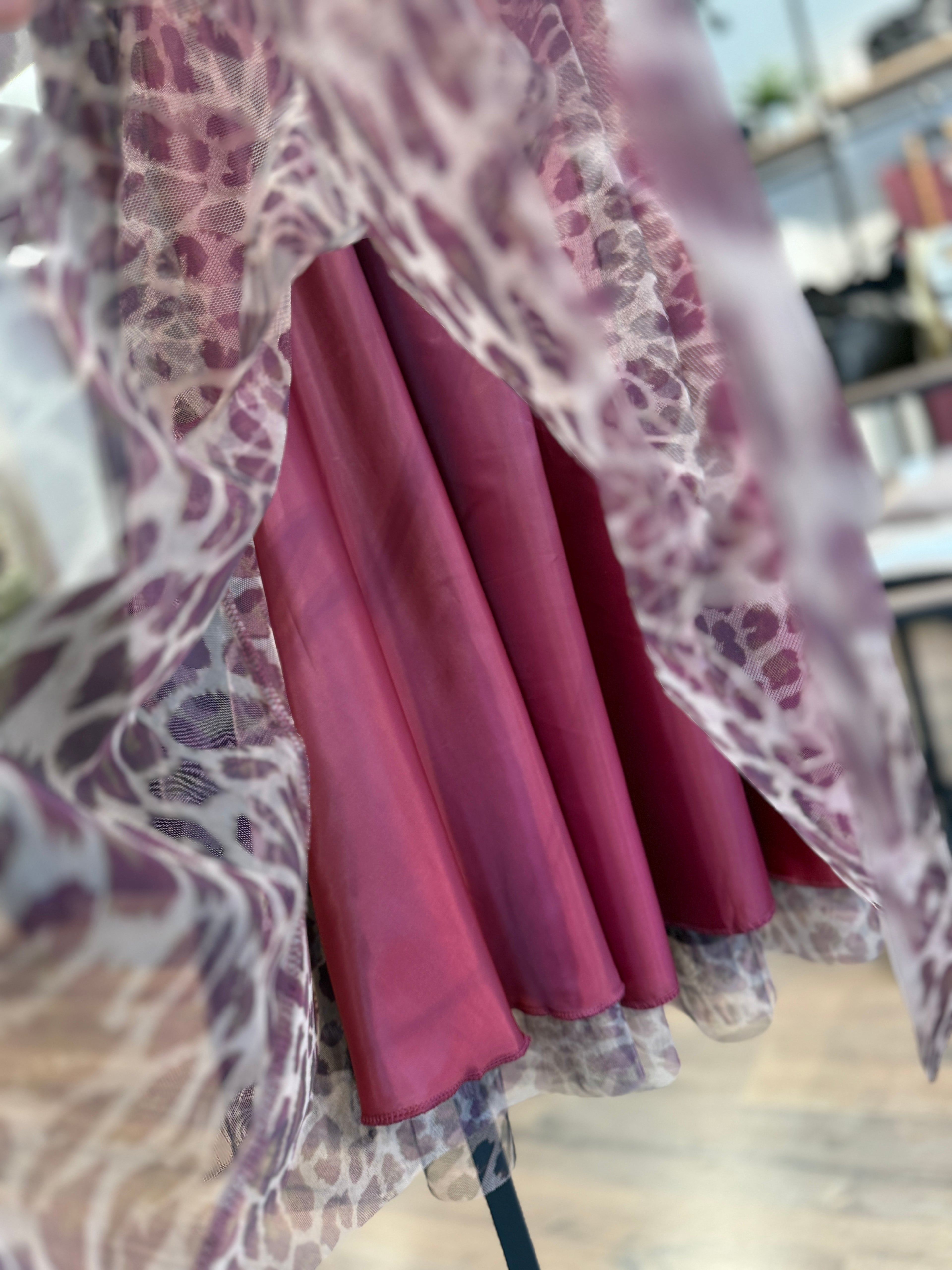 Gonna in tulle stampa leopardata