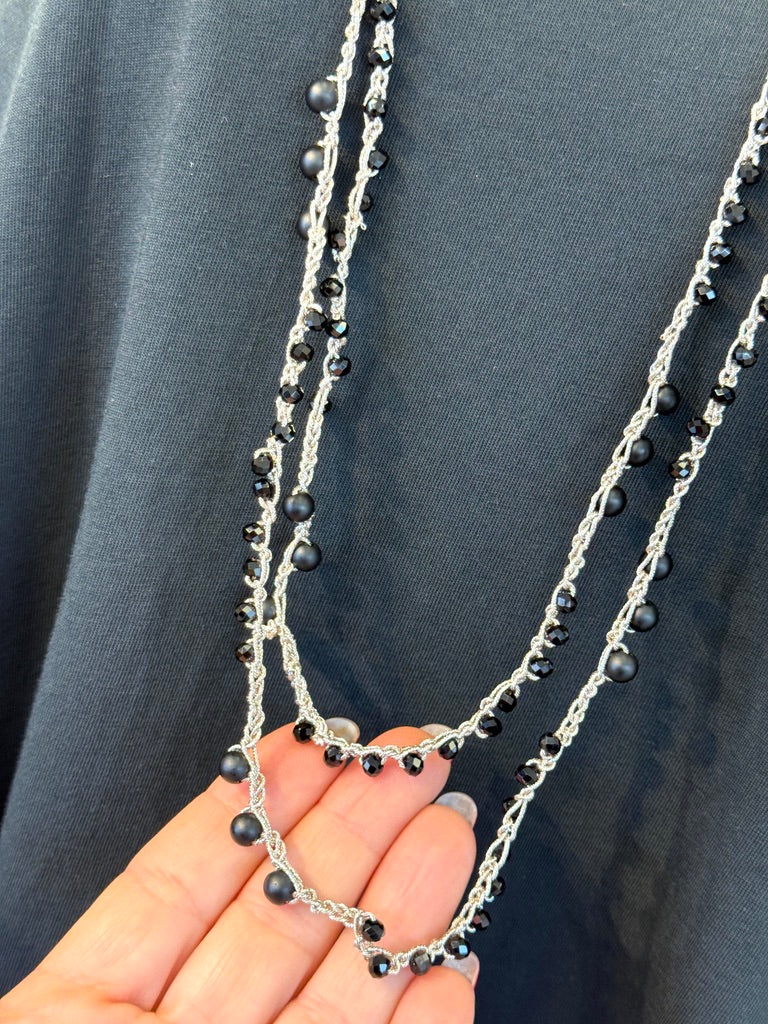 Collana doppio filo in acciaio fatta a mano