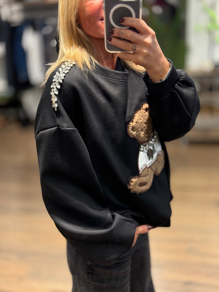 Felpa con orso e strass