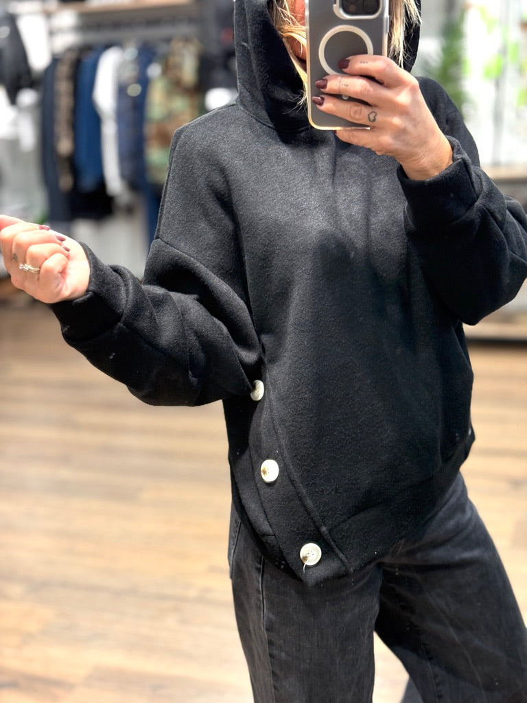 Maglia con cappuccio con bottoni