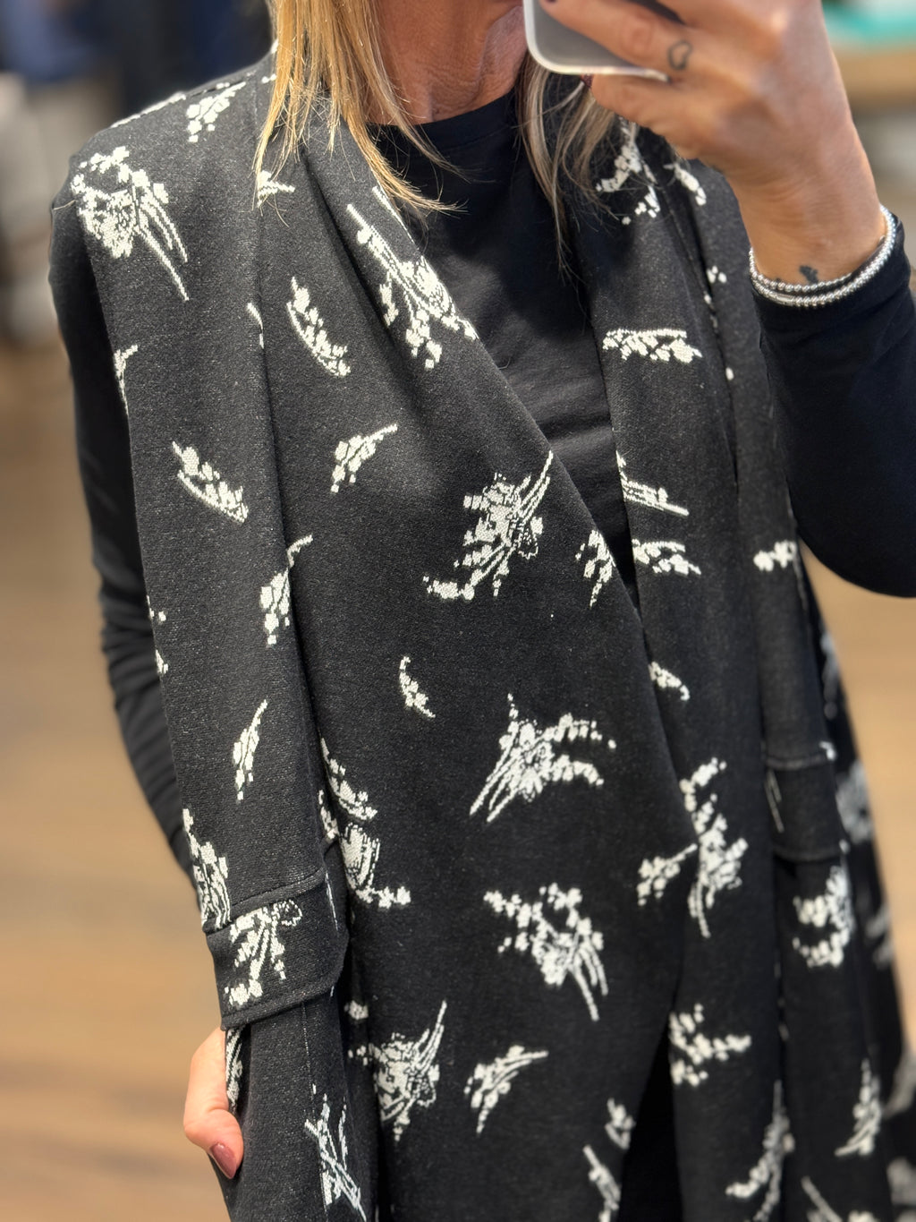 Gilet lungo con stampa
