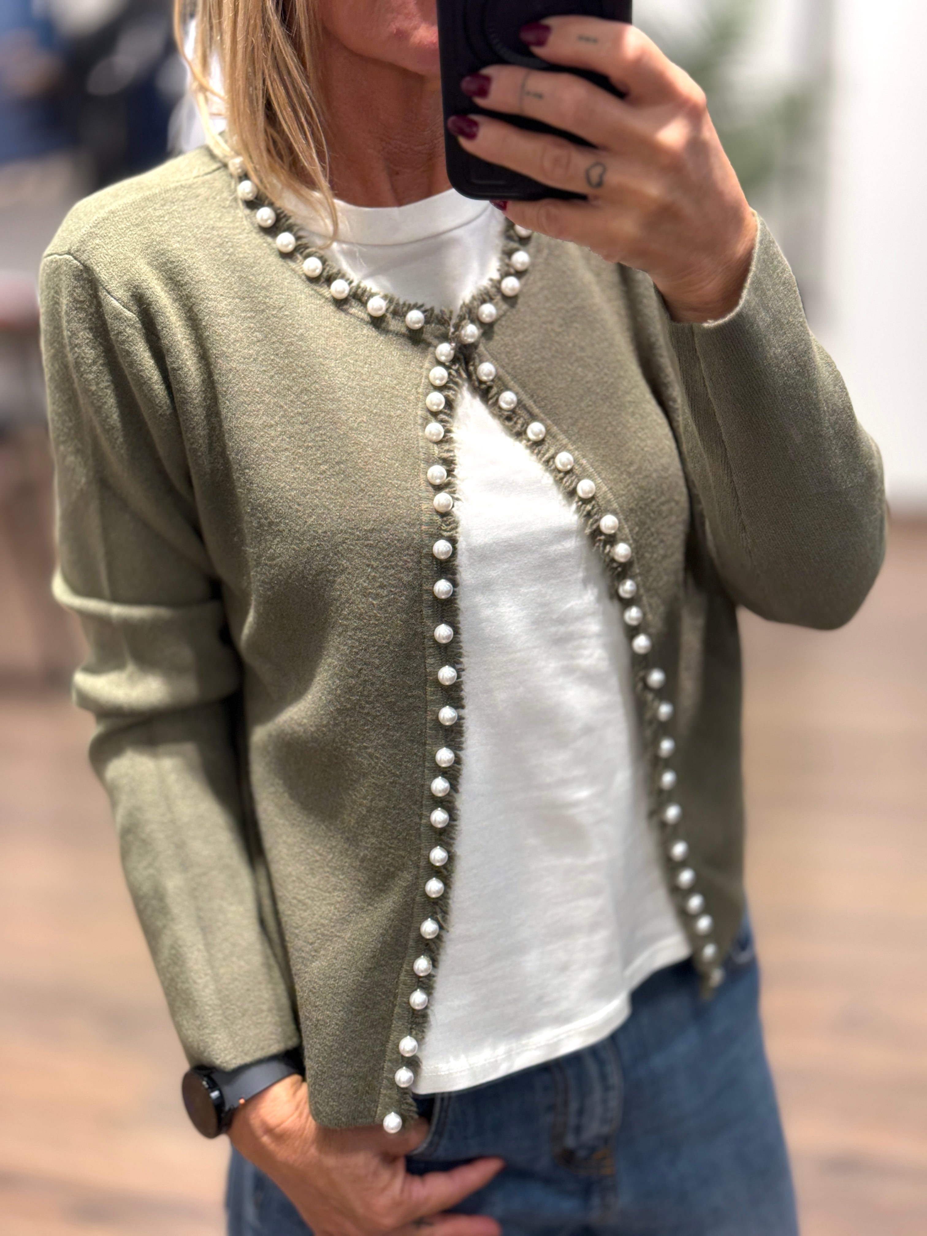Maglia aperta con perle