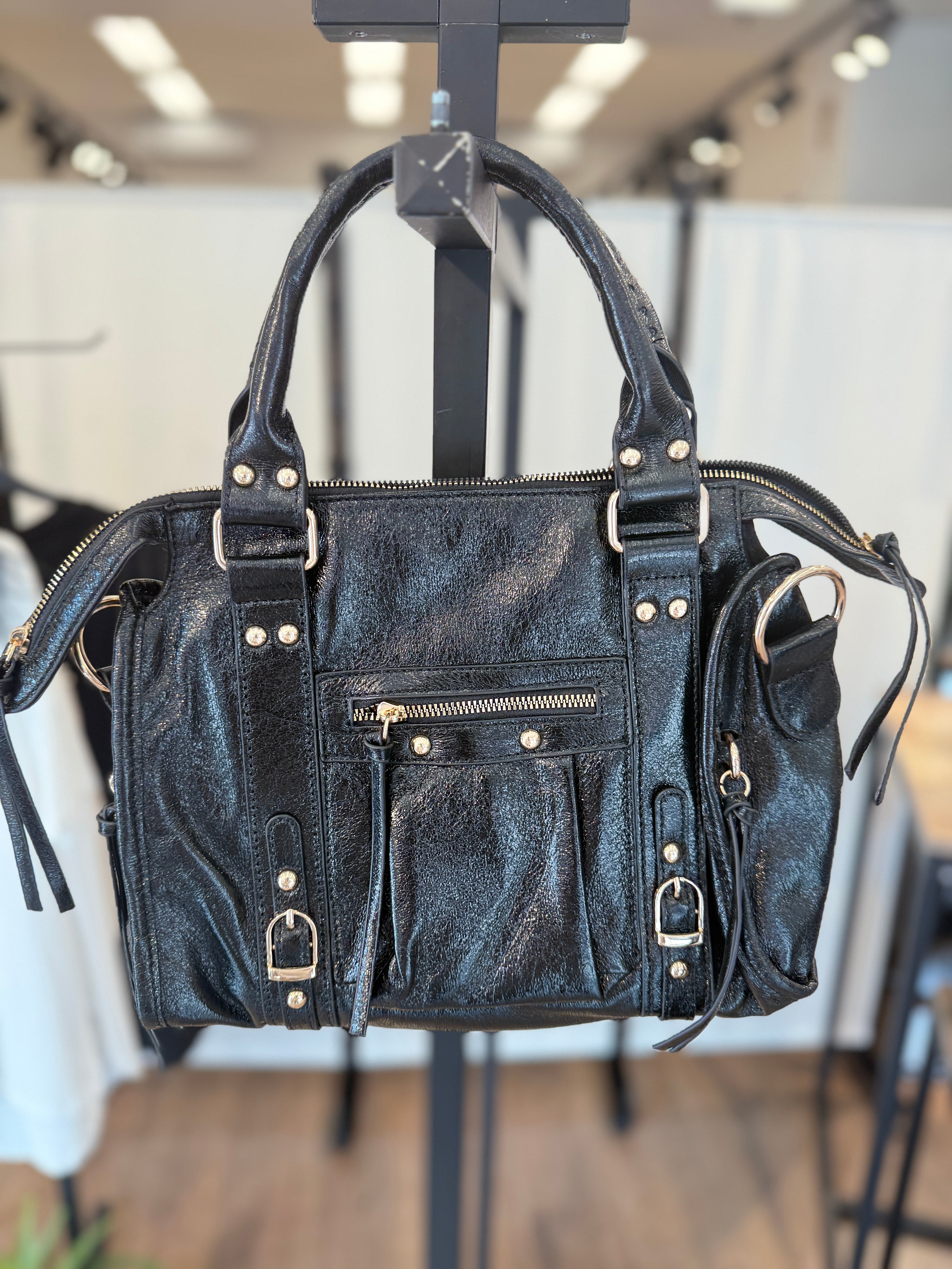 Bauletto in ecopelle con tasche esterne