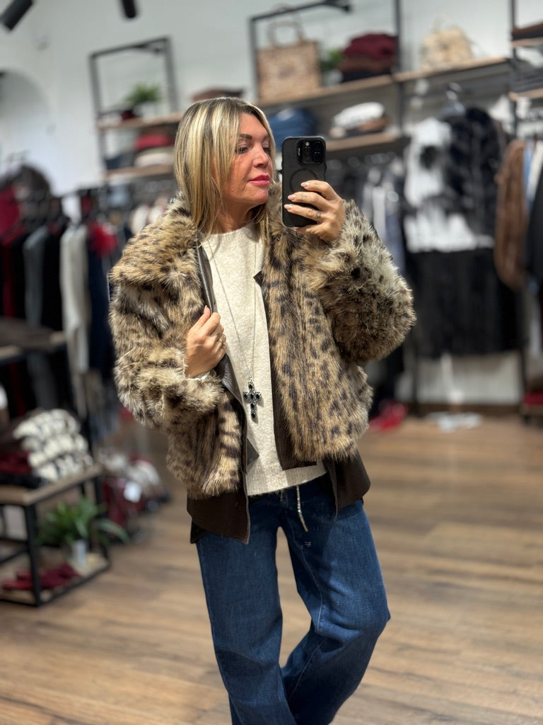 Giacca pelliccia ecologica animalier