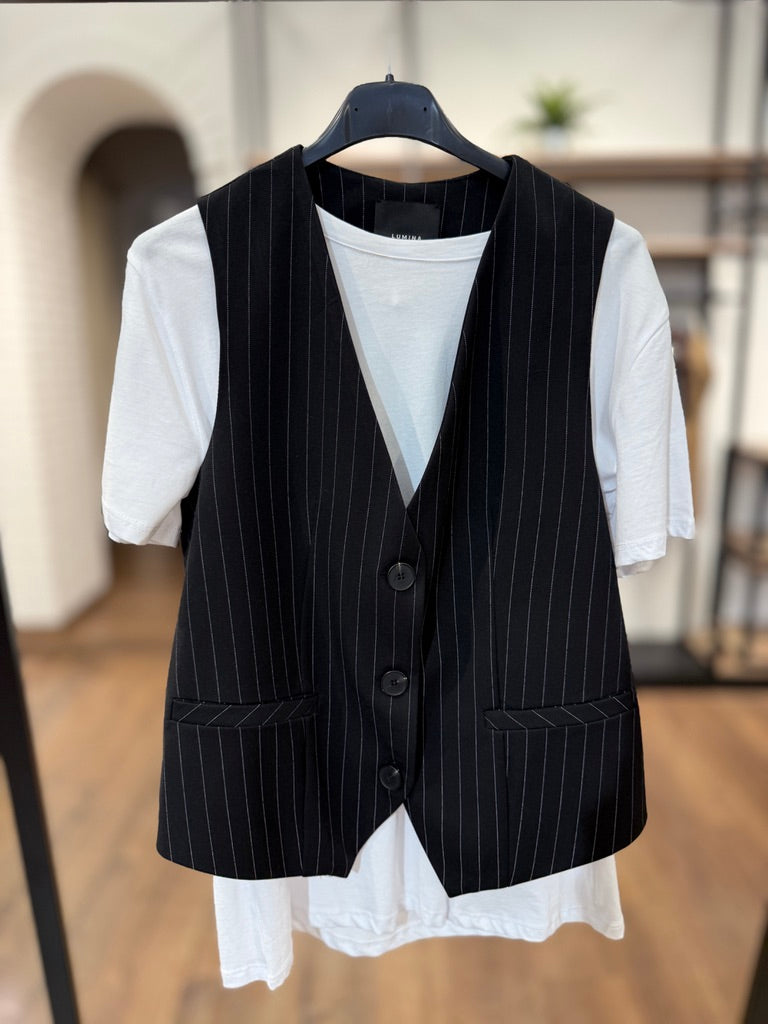Gilet in tessuto gessato