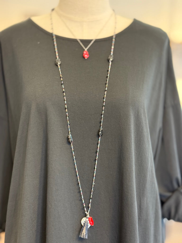 Collana con sacro cuore rosso