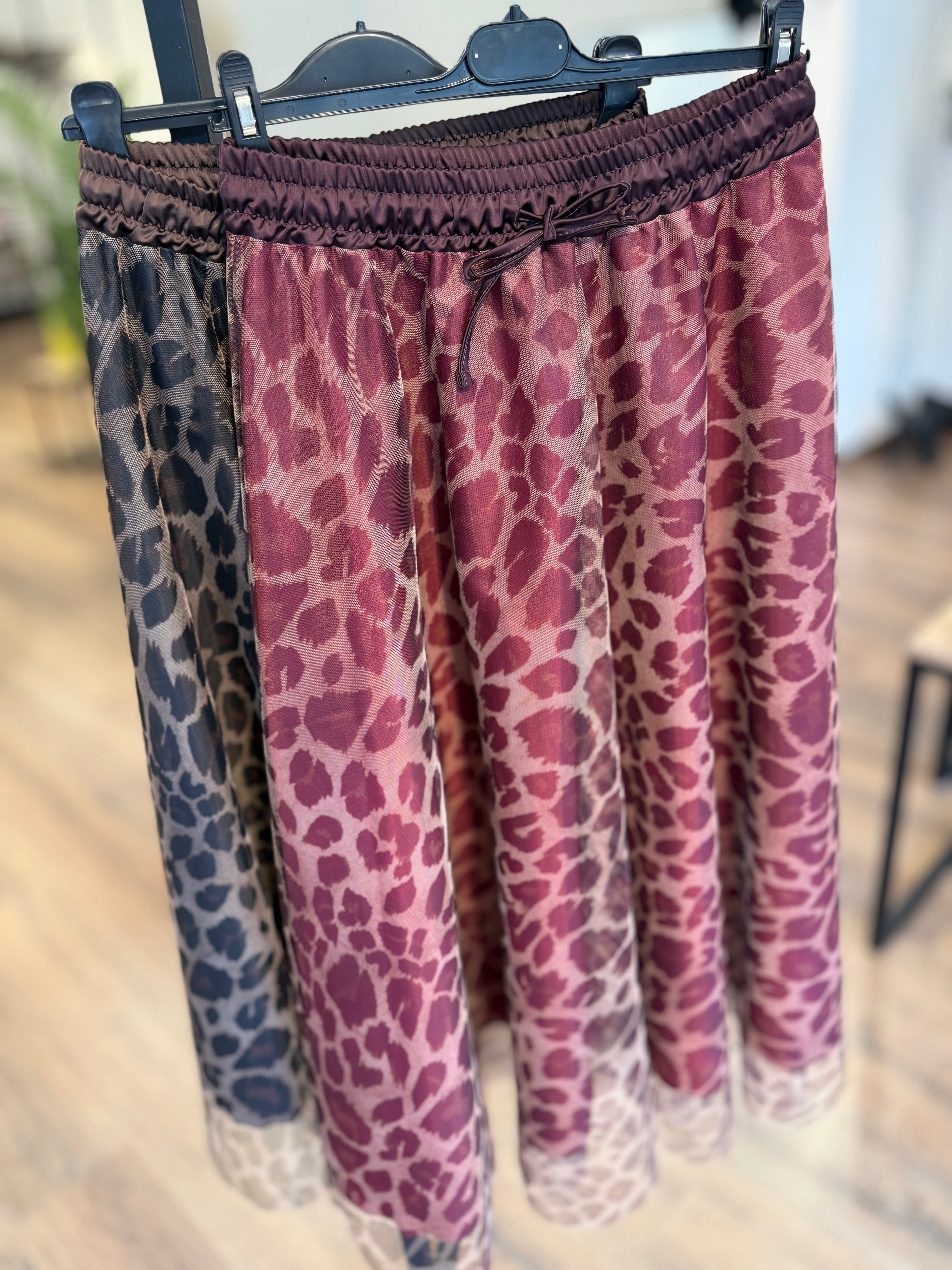 Gonna in tulle stampa leopardata