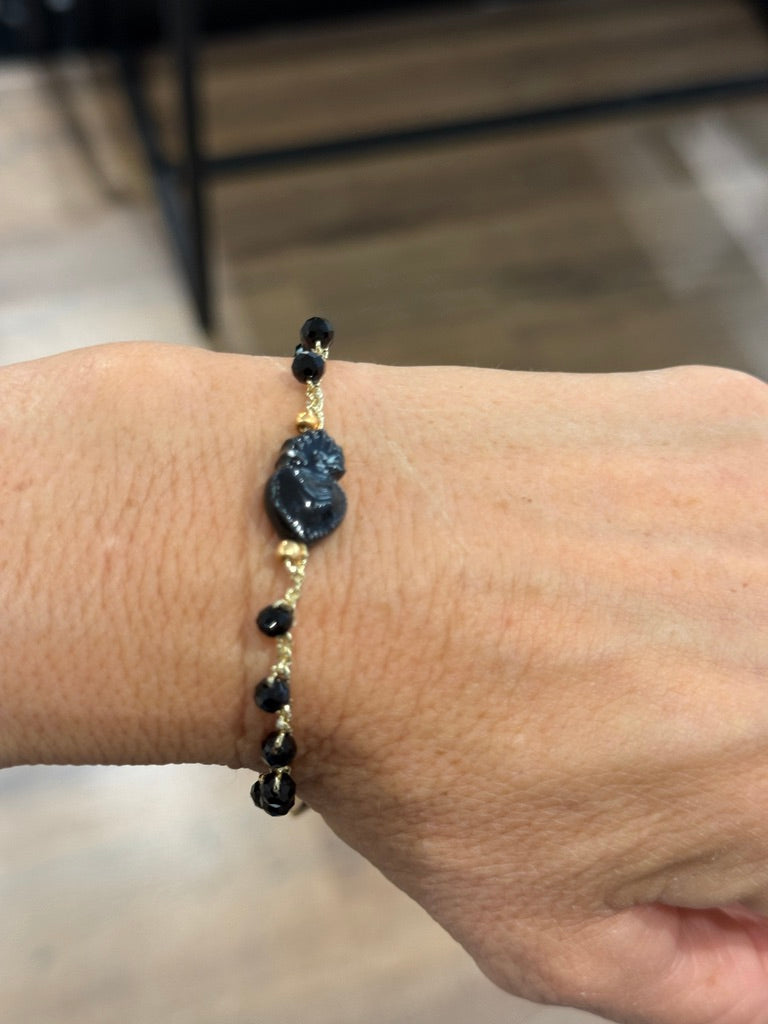 Collana lunga con ciondolo colore oro SACRO CUORE + bracciale