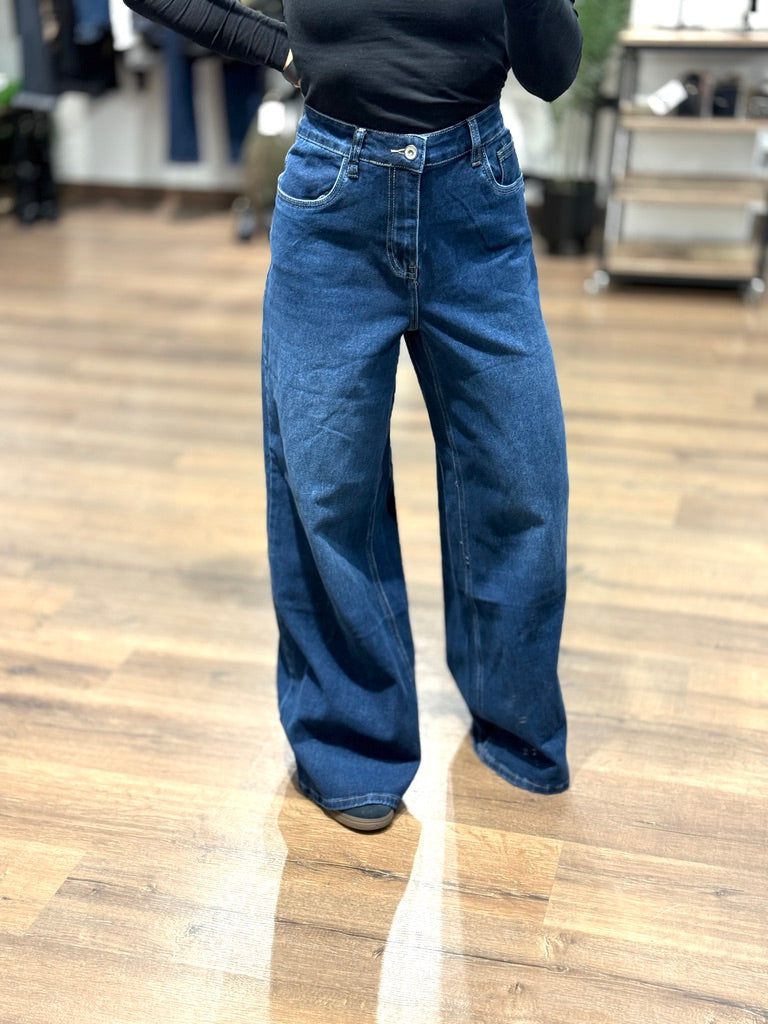 Jeans a palazzo denim scuro