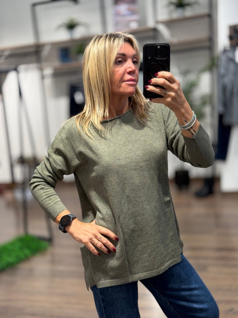 Maglia caldo cotone basica dal taglio morbido