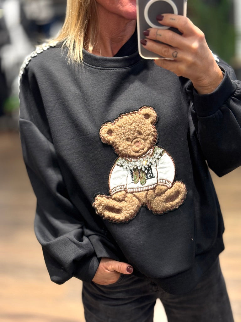 Felpa con orso e strass