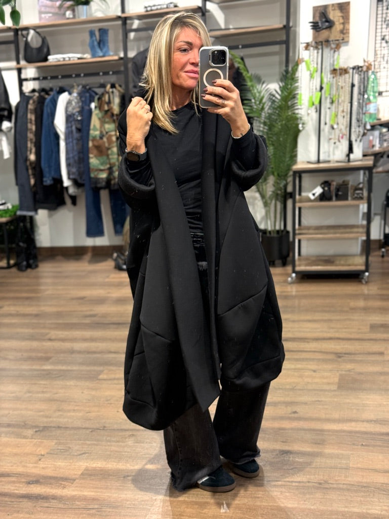 Cappotto lungo in felpa nera