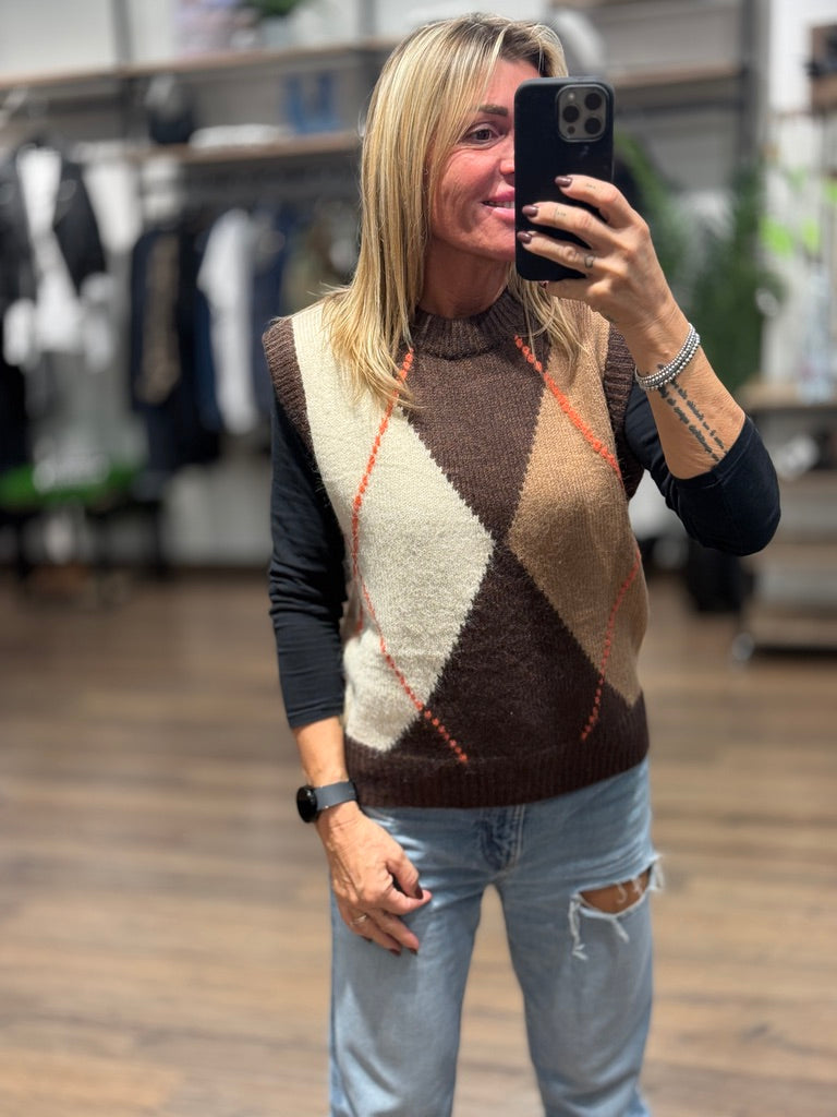 Gilet in maglia a rombi