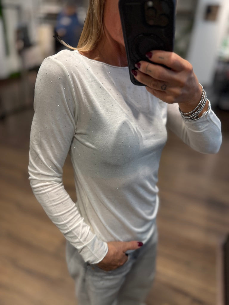 Maglia misto cashmere con borchiette