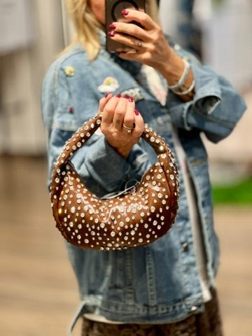Borsa a mezzaluna con brillantini