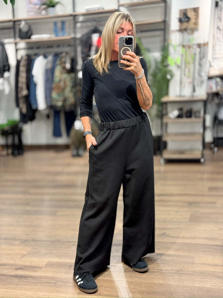Pantalone palazzo misto tec/felpa