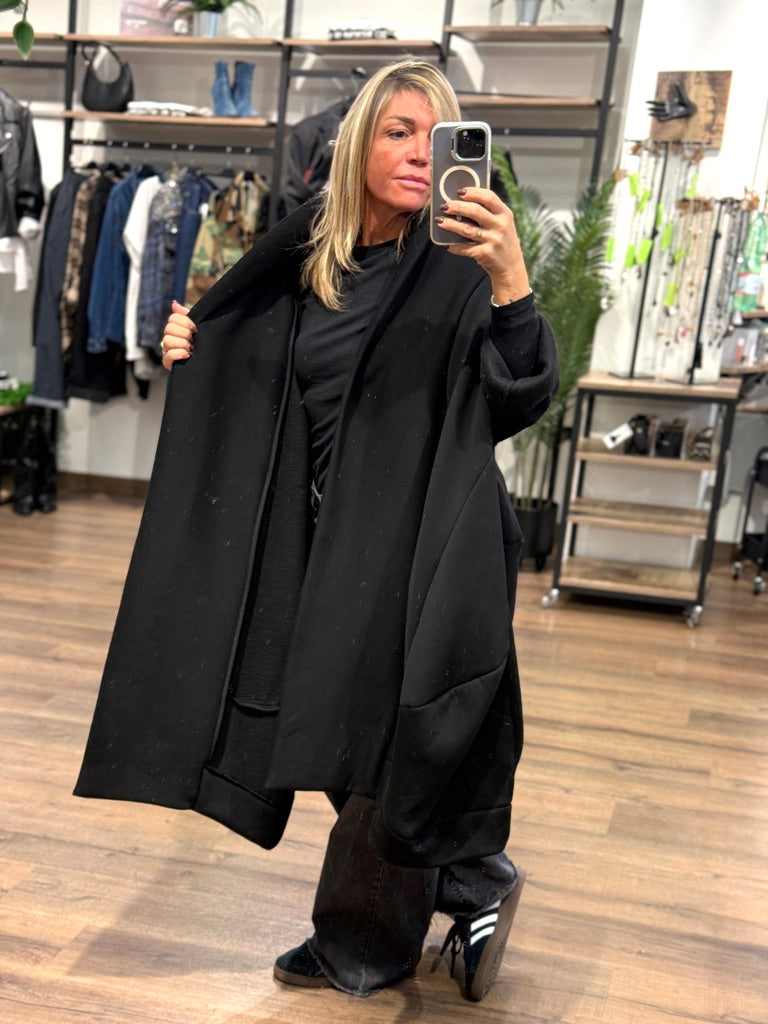 Cappotto lungo in felpa nera