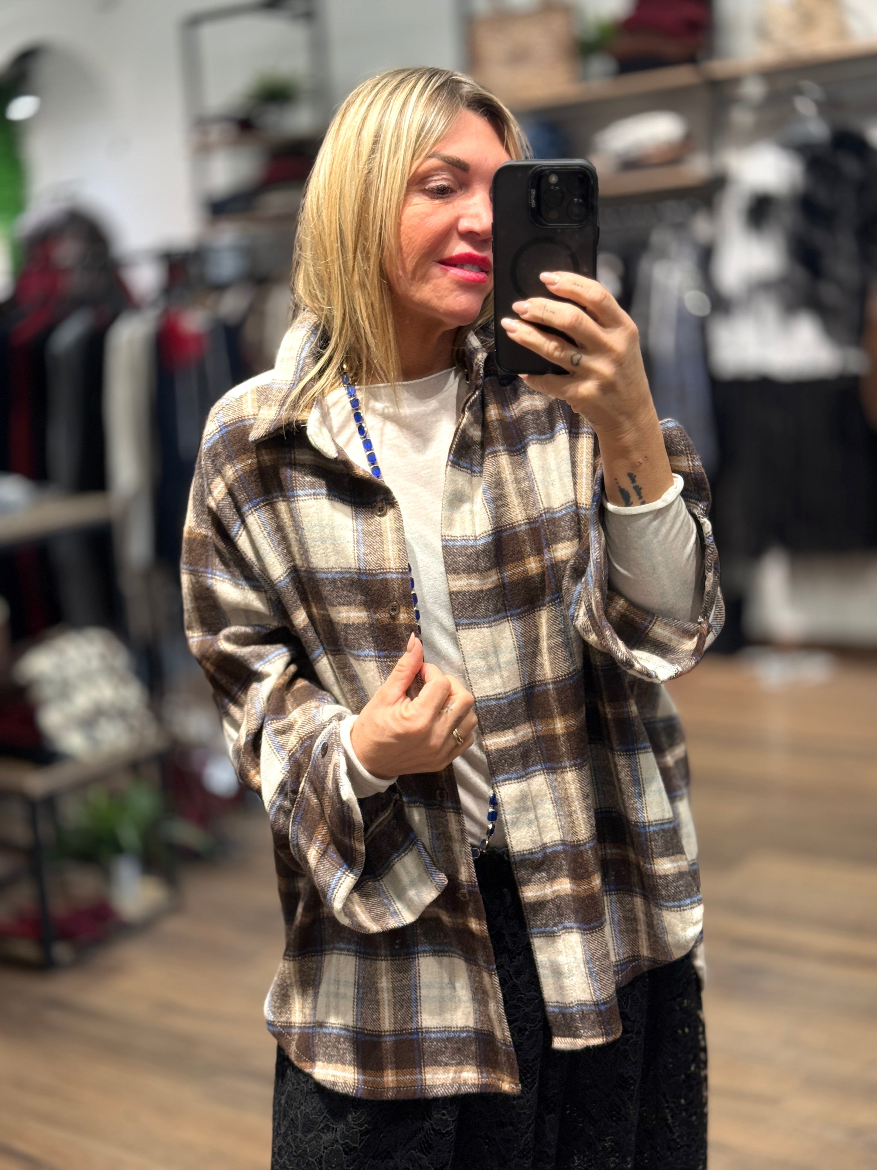 Camicia a quadri flanella azzurra