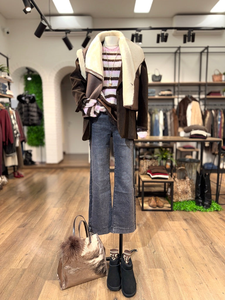 Jeans a gamba larga grigio scuro