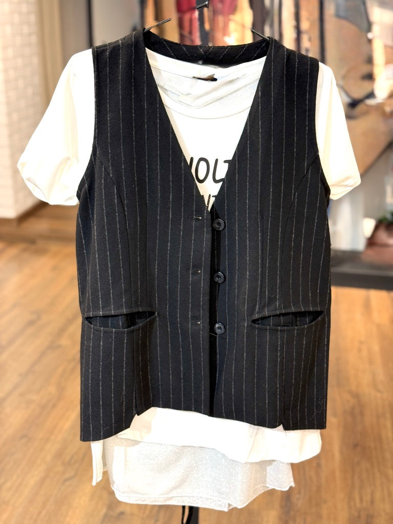 Gilet in tessuto gessato