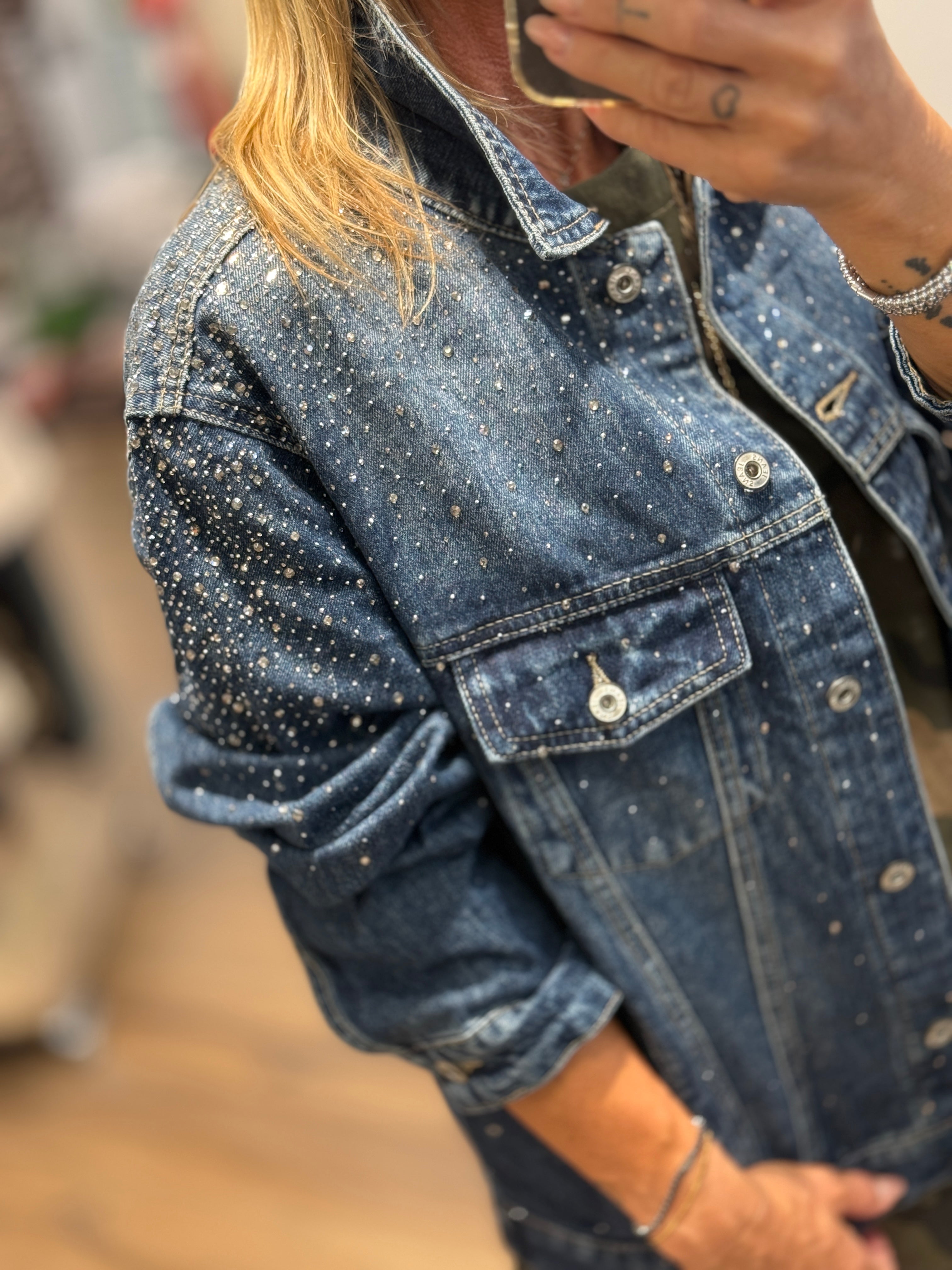 Giacca in jeans morbida con brillantini