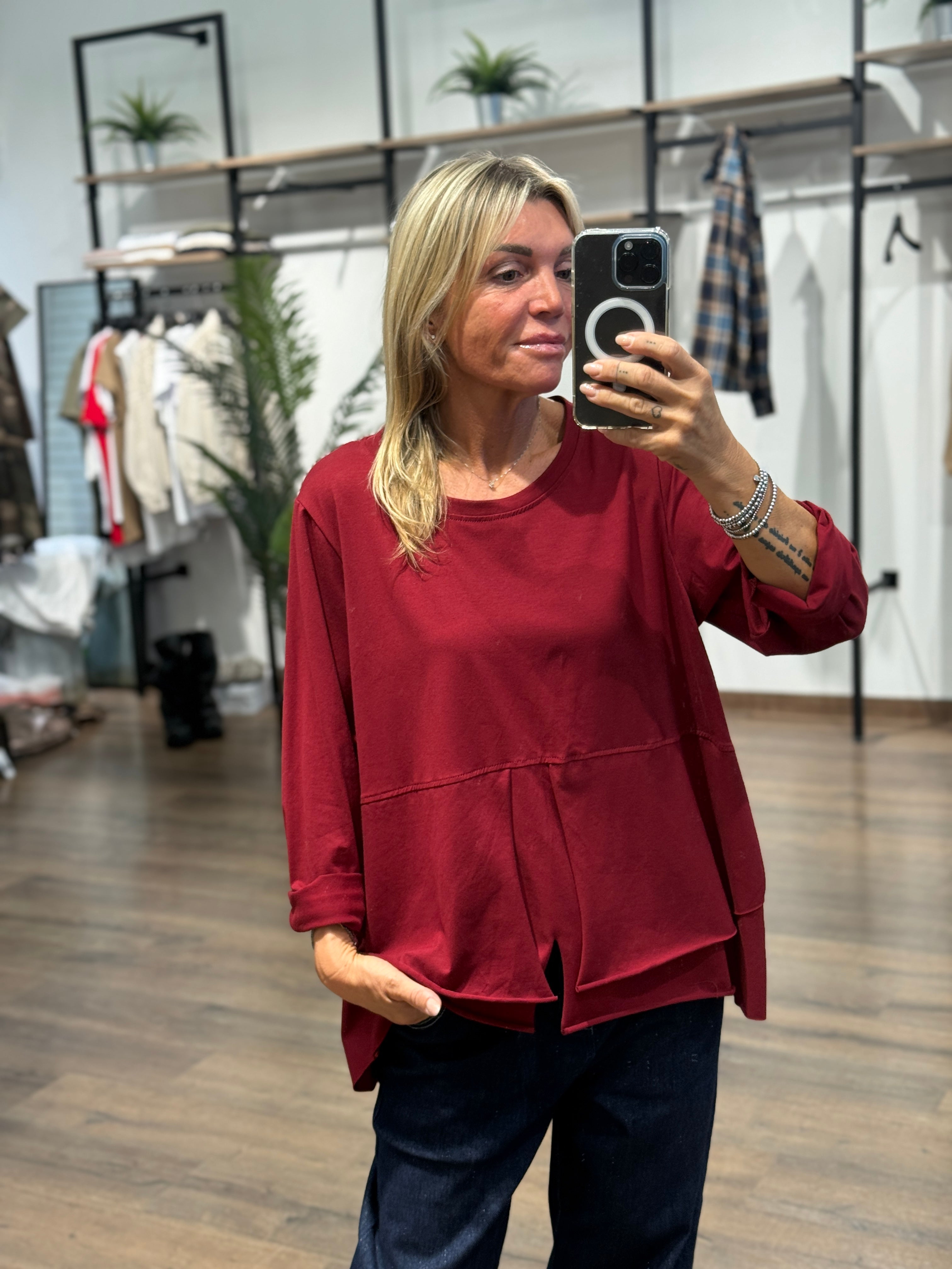 T-shirt manica lunga con spacco